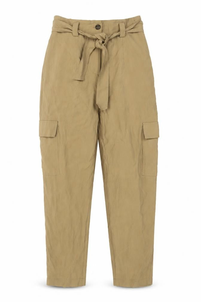 Dunnes Stores Women's Beige High Waist Cargo Trousers Size 12