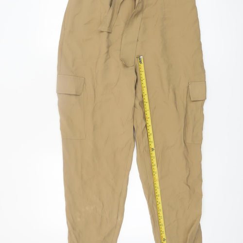 Dunnes Stores Women's Beige High Waist Cargo Trousers Size 12