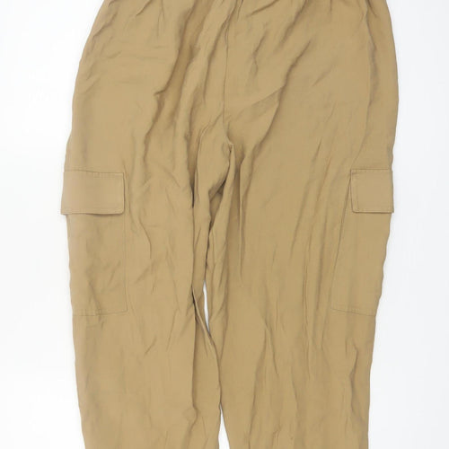 Dunnes Stores Women's Beige High Waist Cargo Trousers Size 12