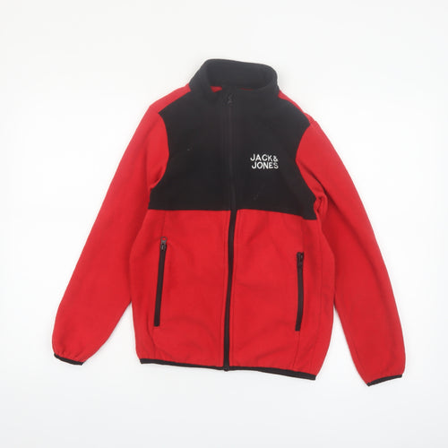 Jack & Jones Boys Red & Black Fleece Zip Jacket 12-13 Years