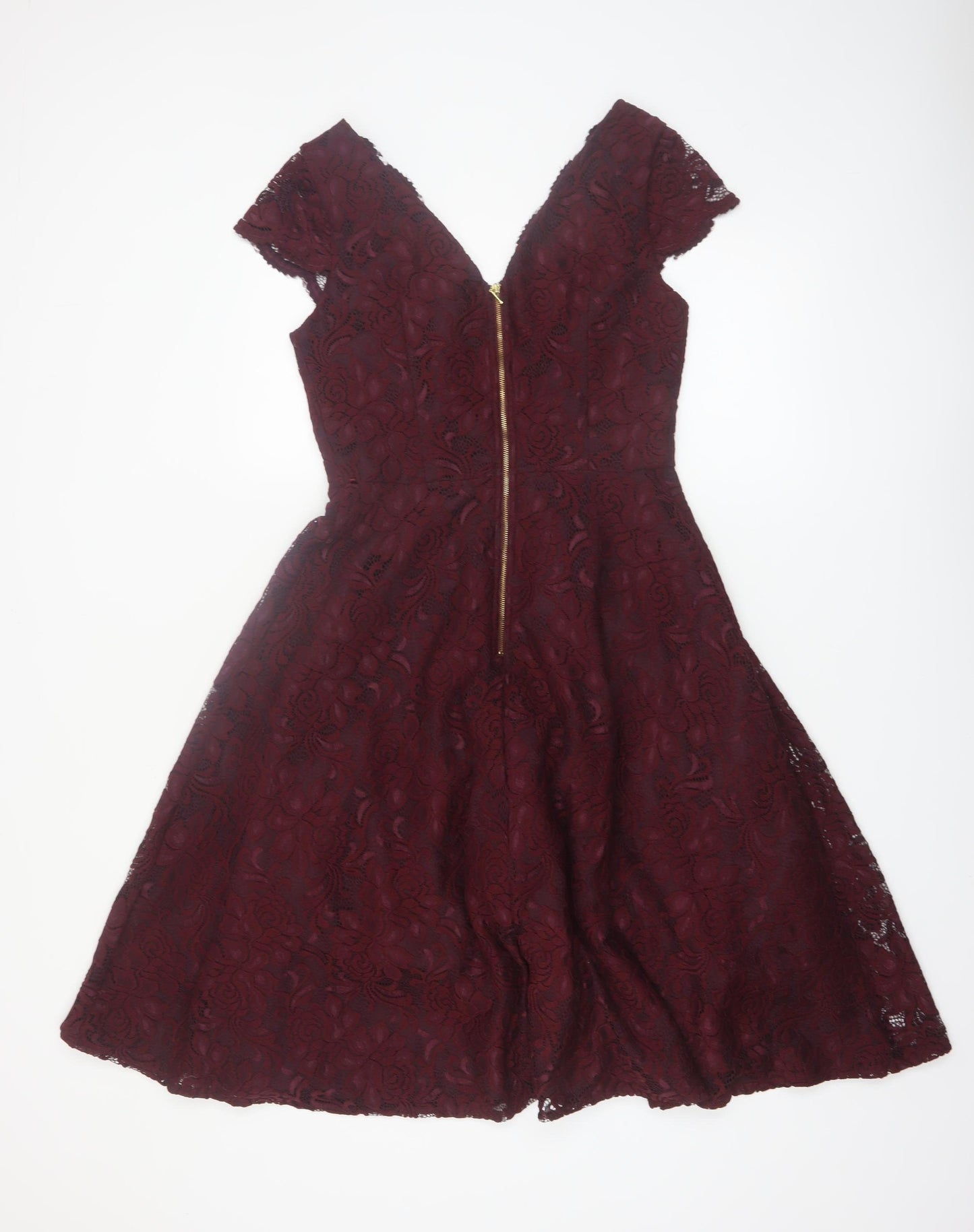 Jolie Moi Women’s Red Lace Fit & Flare Knee Length Dress Size 10