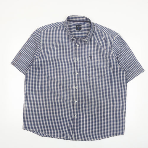 James Pringle Men's Blue Check Button-Up Short Sleeve Shirt XL