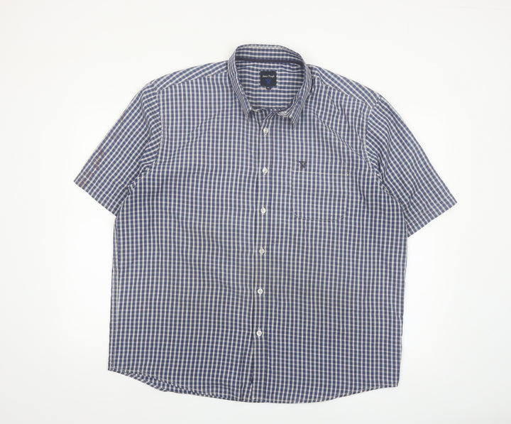 James Pringle Men's Blue Check Button-Up Short Sleeve Shirt XL