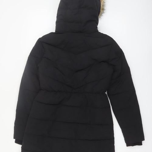 Hype Girls Black Faux Fur Hooded Long Puffer Coat - 14 Years