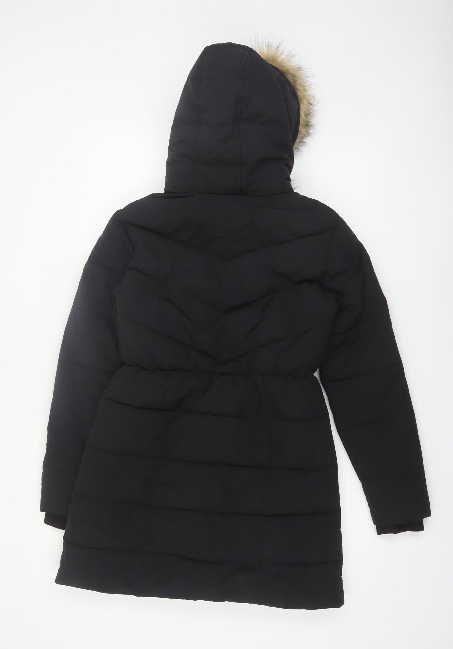 Hype Girls Black Faux Fur Hooded Long Puffer Coat - 14 Years