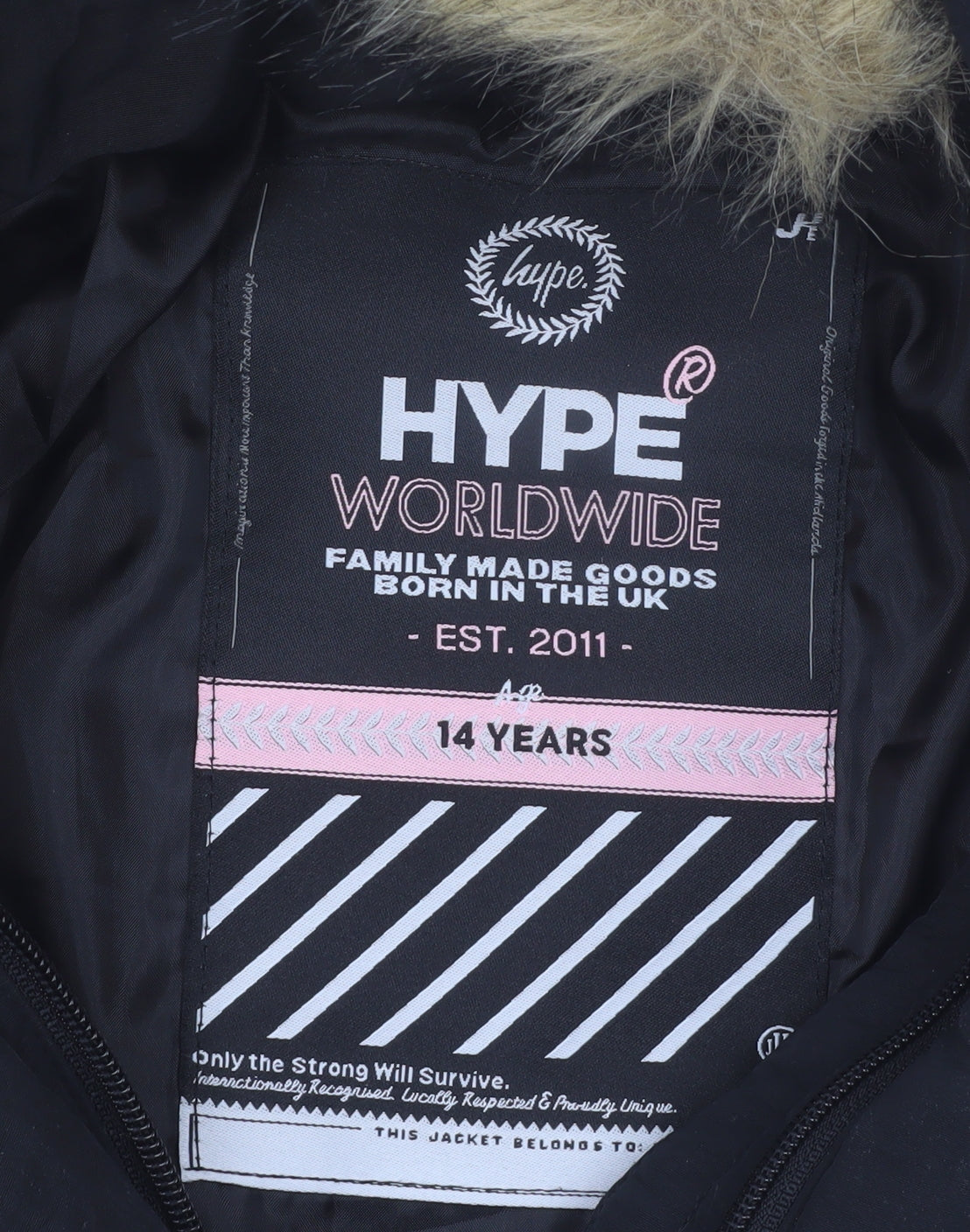 Hype Girls Black Faux Fur Hooded Long Puffer Coat - 14 Years