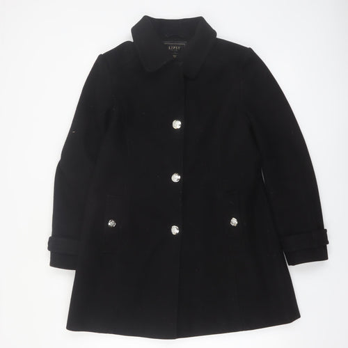 Lipsy Women’s Black Mid-Length Polyester Overcoat UK 12