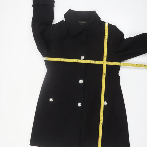 Lipsy Women’s Black Mid-Length Polyester Overcoat UK 12