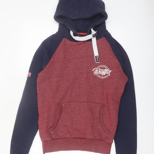 Paraffin Men’s Red & Navy Pullover Hoodie Size S Graphic Fleece