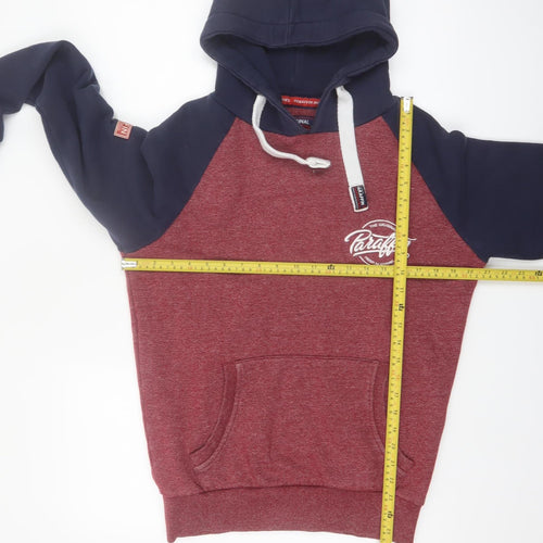 Paraffin Men’s Red & Navy Pullover Hoodie Size S Graphic Fleece