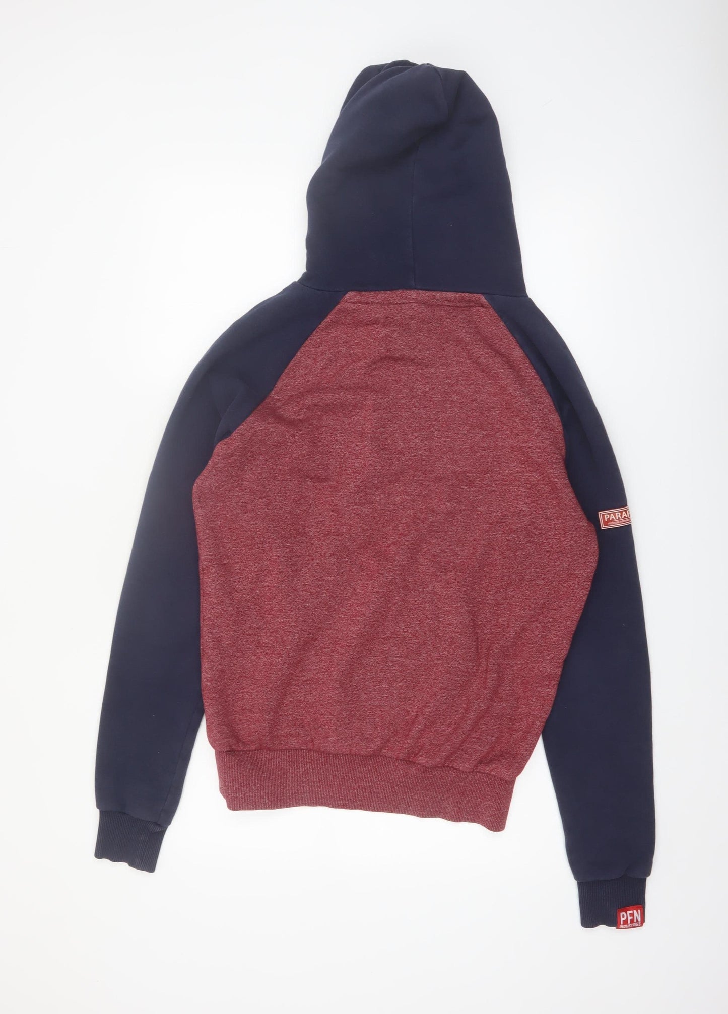 Paraffin Men’s Red & Navy Pullover Hoodie Size S Graphic Fleece