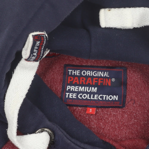 Paraffin Men’s Red & Navy Pullover Hoodie Size S Graphic Fleece
