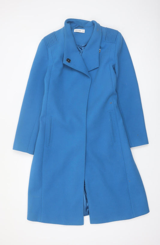 Gallery Women’s Blue Belted Long Trench Coat Size 10