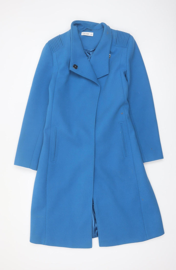 Gallery Women’s Blue Belted Long Trench Coat Size 10