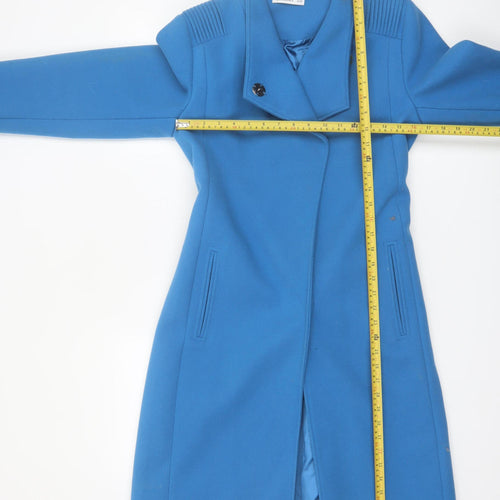 Gallery Women’s Blue Belted Long Trench Coat Size 10