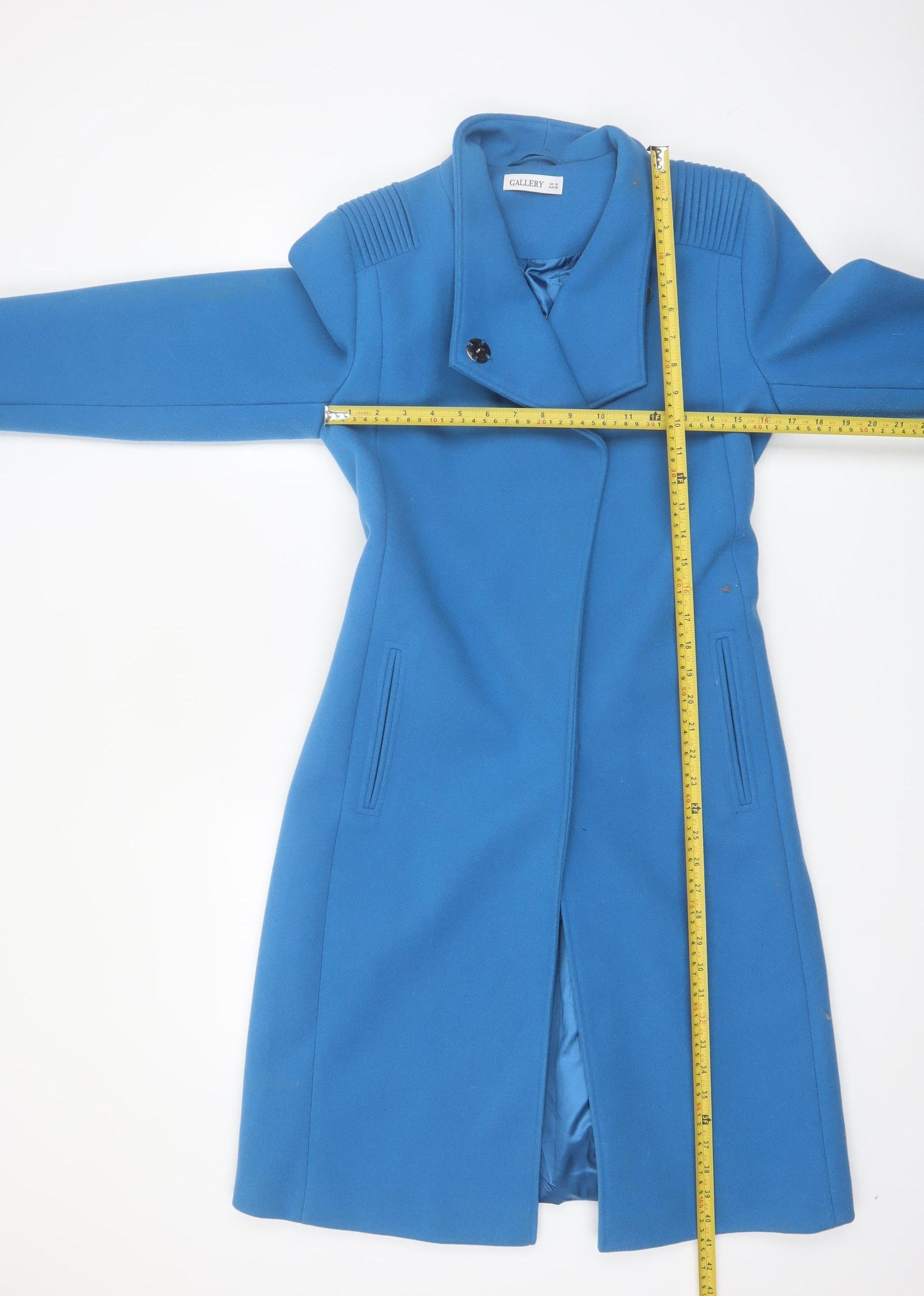 Gallery Women’s Blue Belted Long Trench Coat Size 10