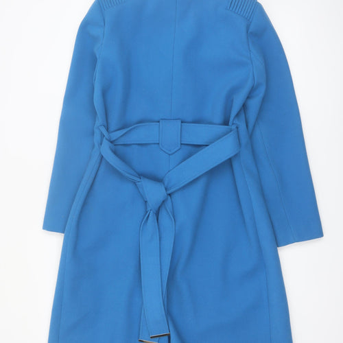 Gallery Women’s Blue Belted Long Trench Coat Size 10