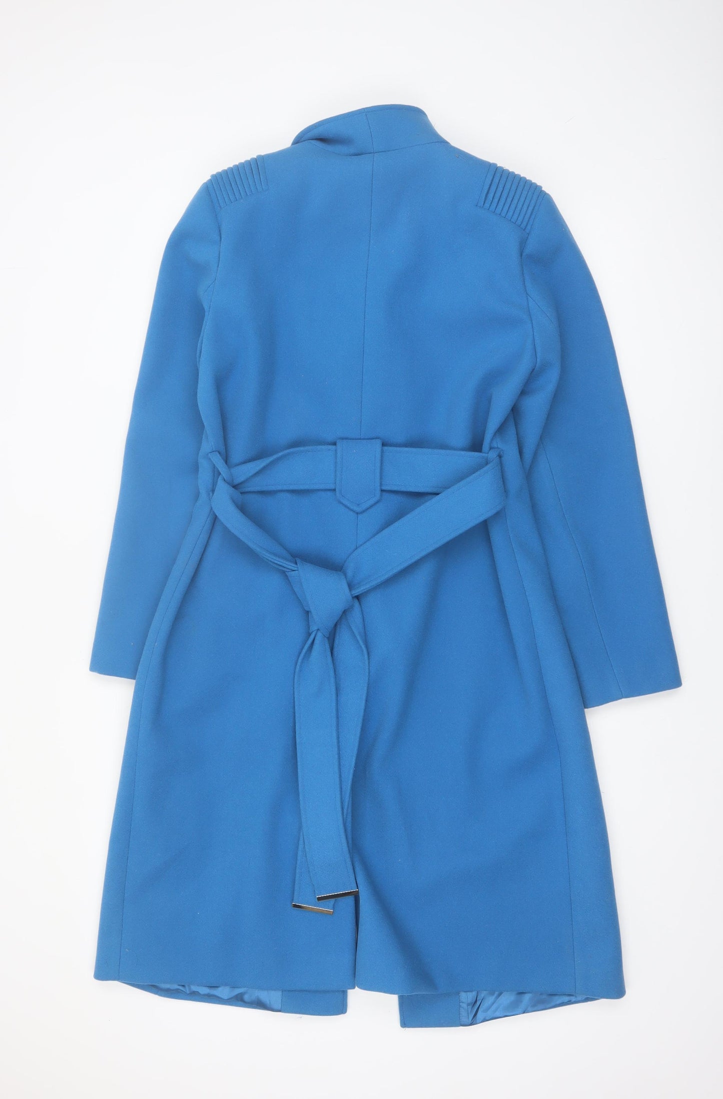 Gallery Women’s Blue Belted Long Trench Coat Size 10