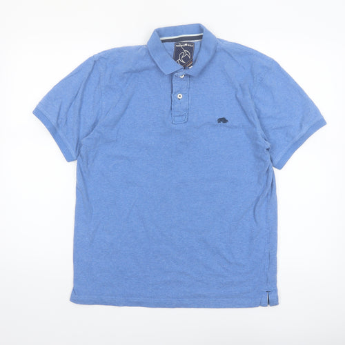 Raging Bull Men's Blue Cotton Polo Shirt Size M Short Sleeve