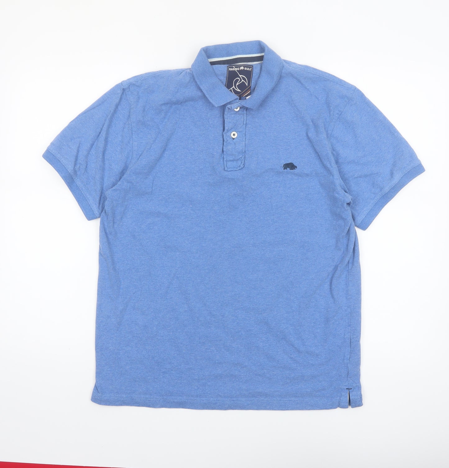 Raging Bull Men's Blue Cotton Polo Shirt Size M Short Sleeve