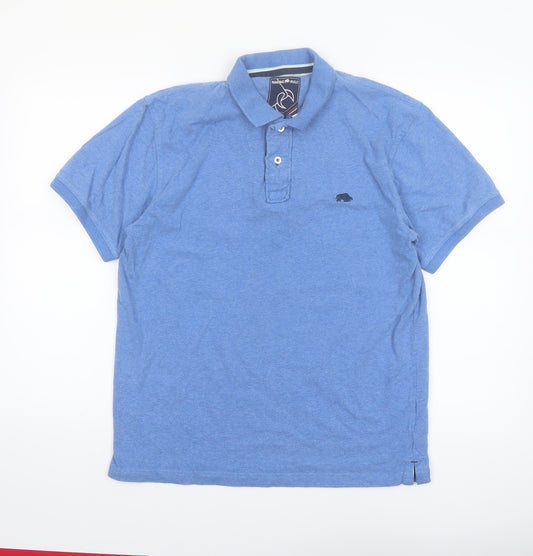 Raging Bull Men's Blue Cotton Polo Shirt Size M Short Sleeve