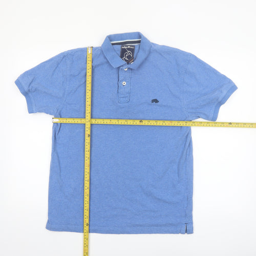 Raging Bull Men's Blue Cotton Polo Shirt Size M Short Sleeve