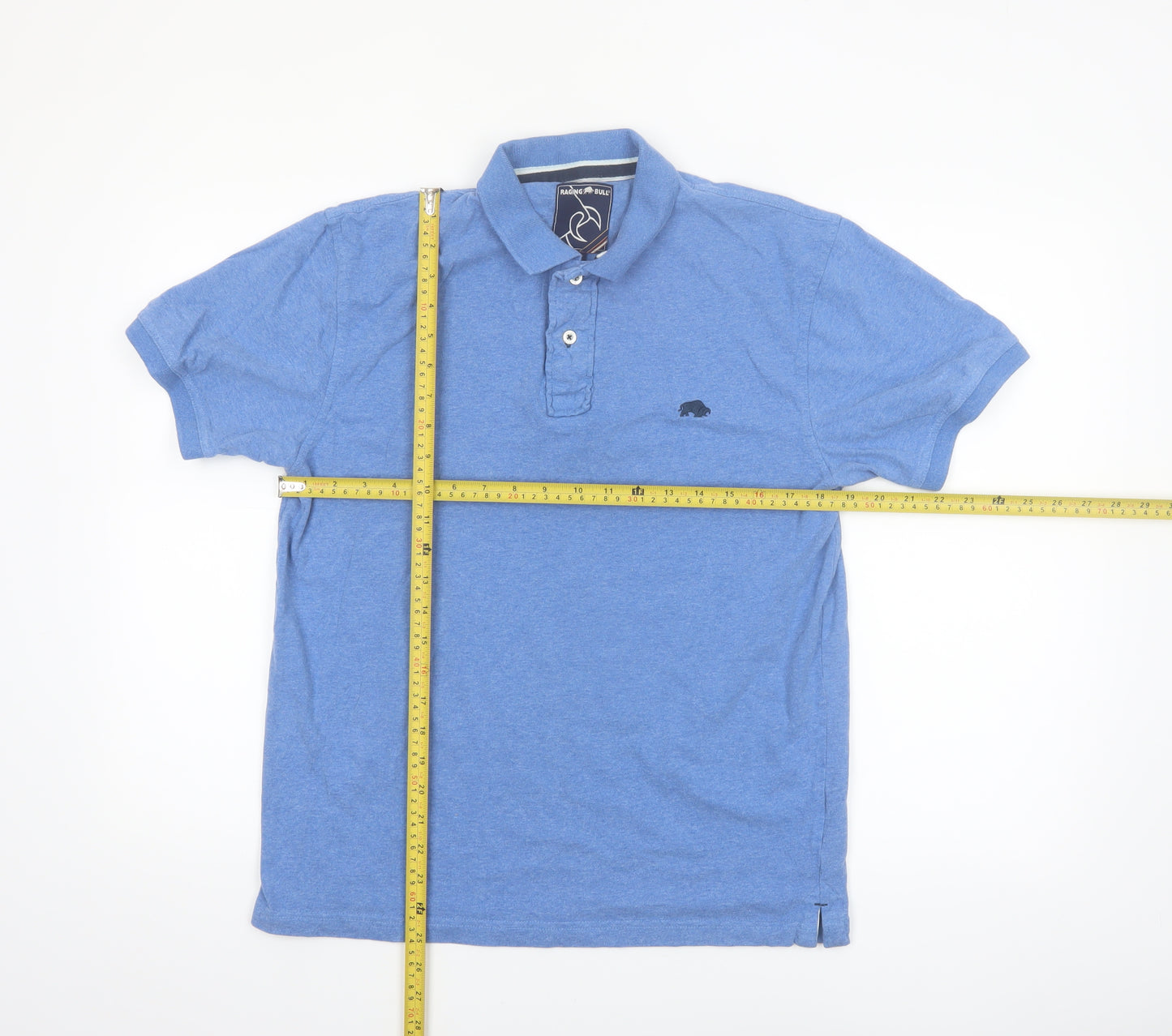 Raging Bull Men's Blue Cotton Polo Shirt Size M Short Sleeve