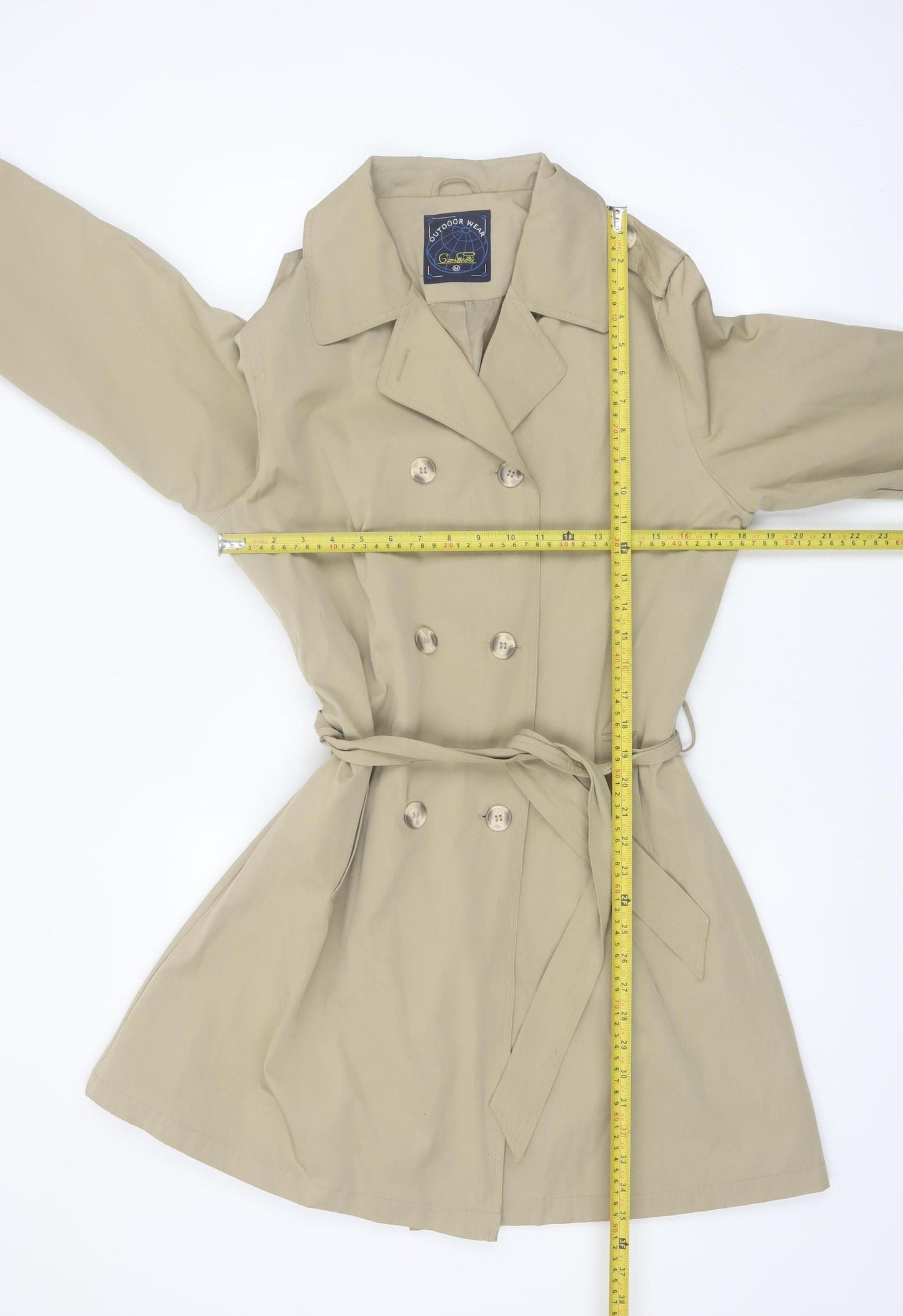 Gioni Seroti Women Beige Trench Coat Belted Mid-Length M
