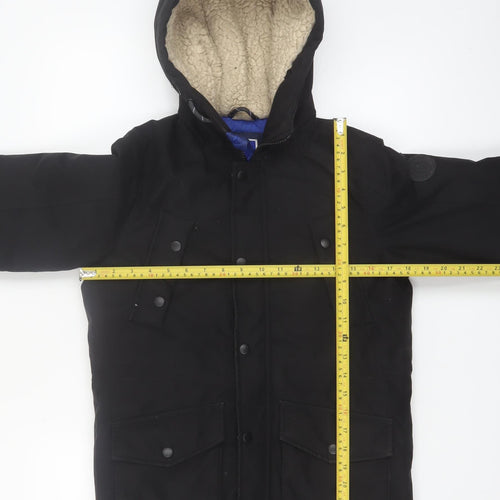 Jack & Jones Boys Black Hooded Parka Coat Size 152 Water Repellent Winter Jacket