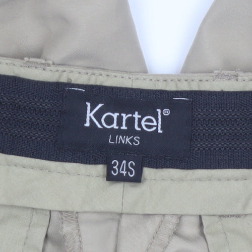 Kartel Men's Beige Chino Trousers 34S Regular Fit Lightweight