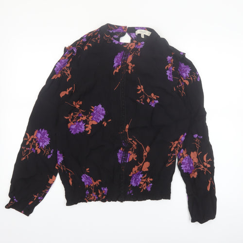 Oasis Womens Black Floral Long Sleeve Viscose Tunic Blouse UK 14