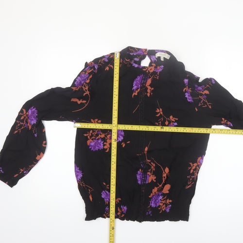 Oasis Womens Black Floral Long Sleeve Viscose Tunic Blouse UK 14