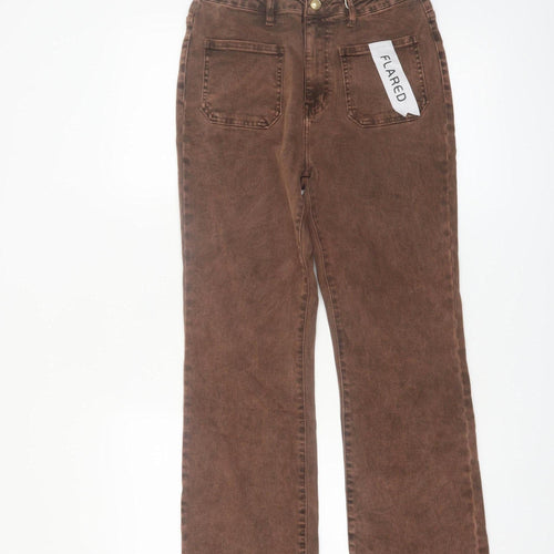 Folyrose Women Brown Flared Corduroy Jeans Size 12