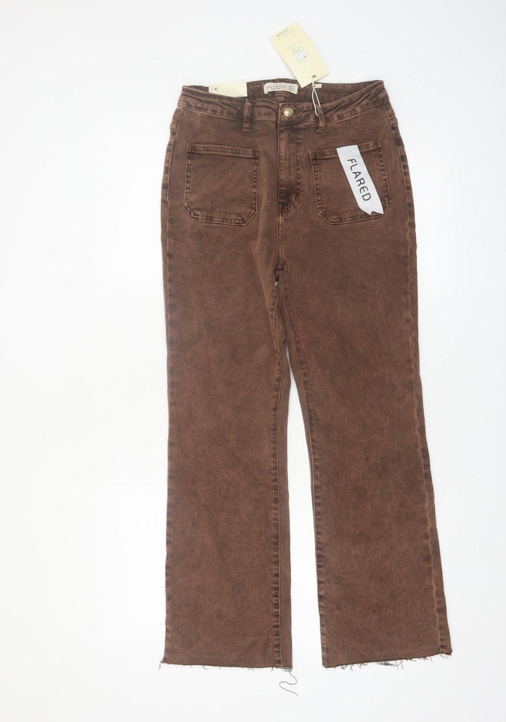 Folyrose Women Brown Flared Corduroy Jeans Size 12