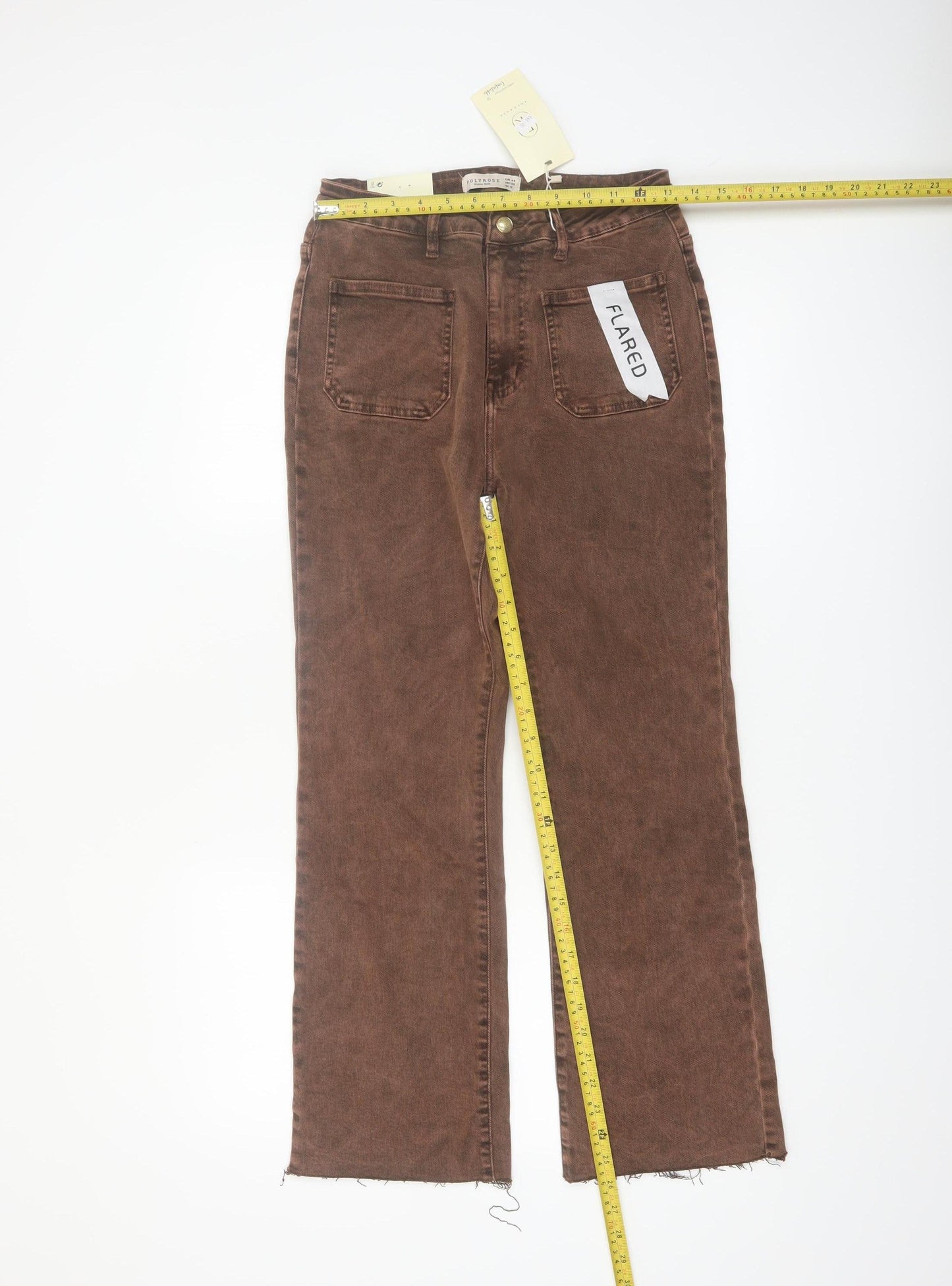 Folyrose Women Brown Flared Corduroy Jeans Size 12