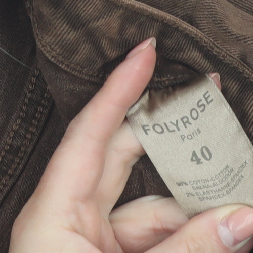 Folyrose Women Brown Flared Corduroy Jeans Size 12