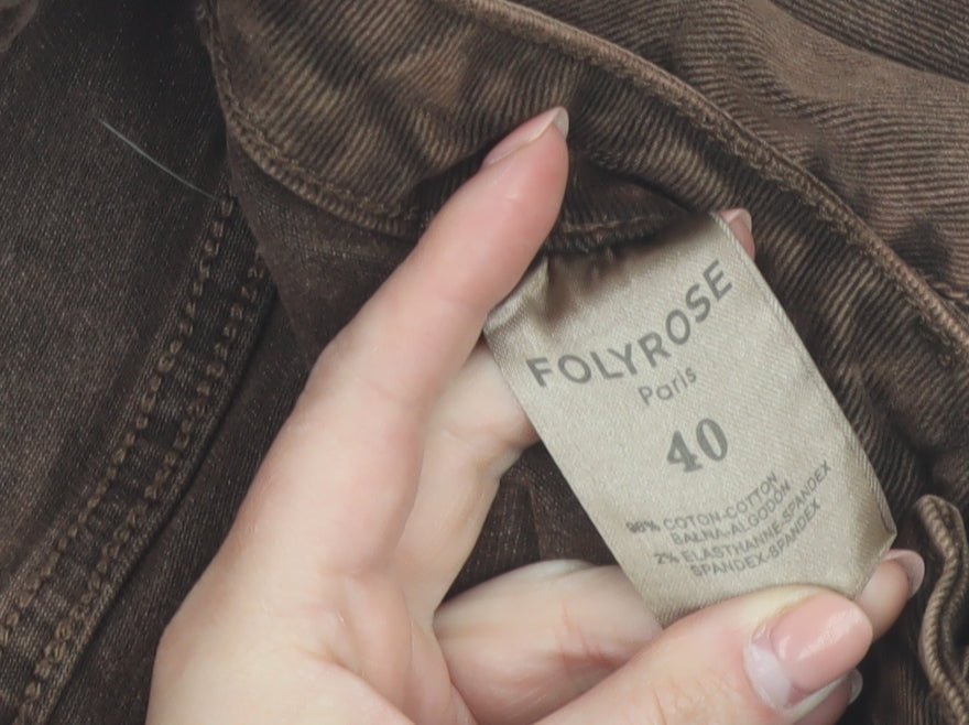 Folyrose Women Brown Flared Corduroy Jeans Size 12