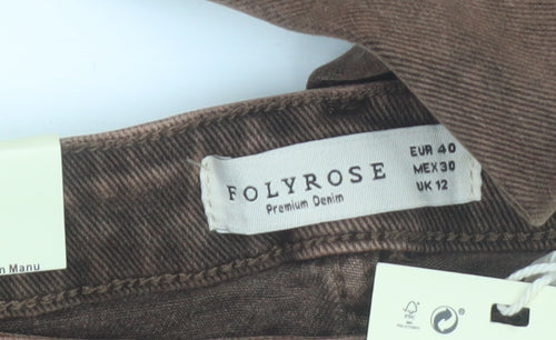 Folyrose Women Brown Flared Corduroy Jeans Size 12