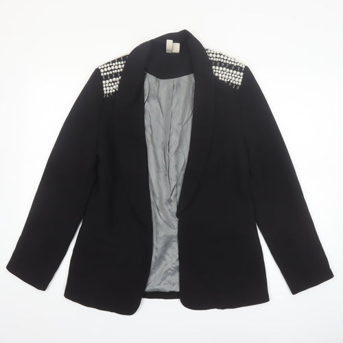 Johnny's Fashion Women Black Shawl Lapel Embellished Blazer Size S
