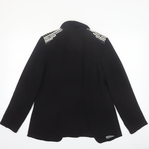 Johnny's Fashion Women Black Shawl Lapel Embellished Blazer Size S