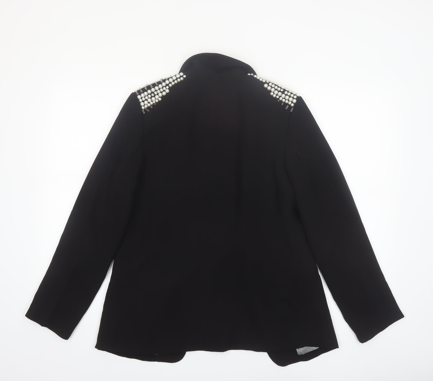 Johnny's Fashion Women Black Shawl Lapel Embellished Blazer Size S