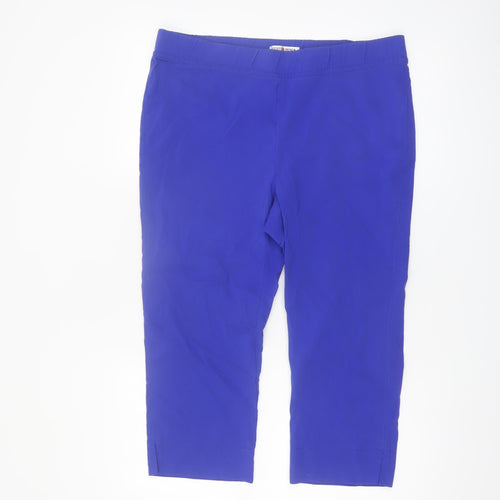 Punto Roma Women’s Blue Capri Trousers L Viscose Blend Stretch