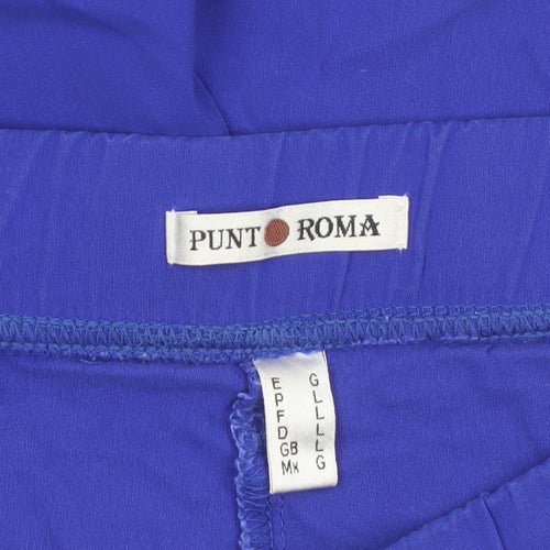 Punto Roma Women’s Blue Capri Trousers L Viscose Blend Stretch