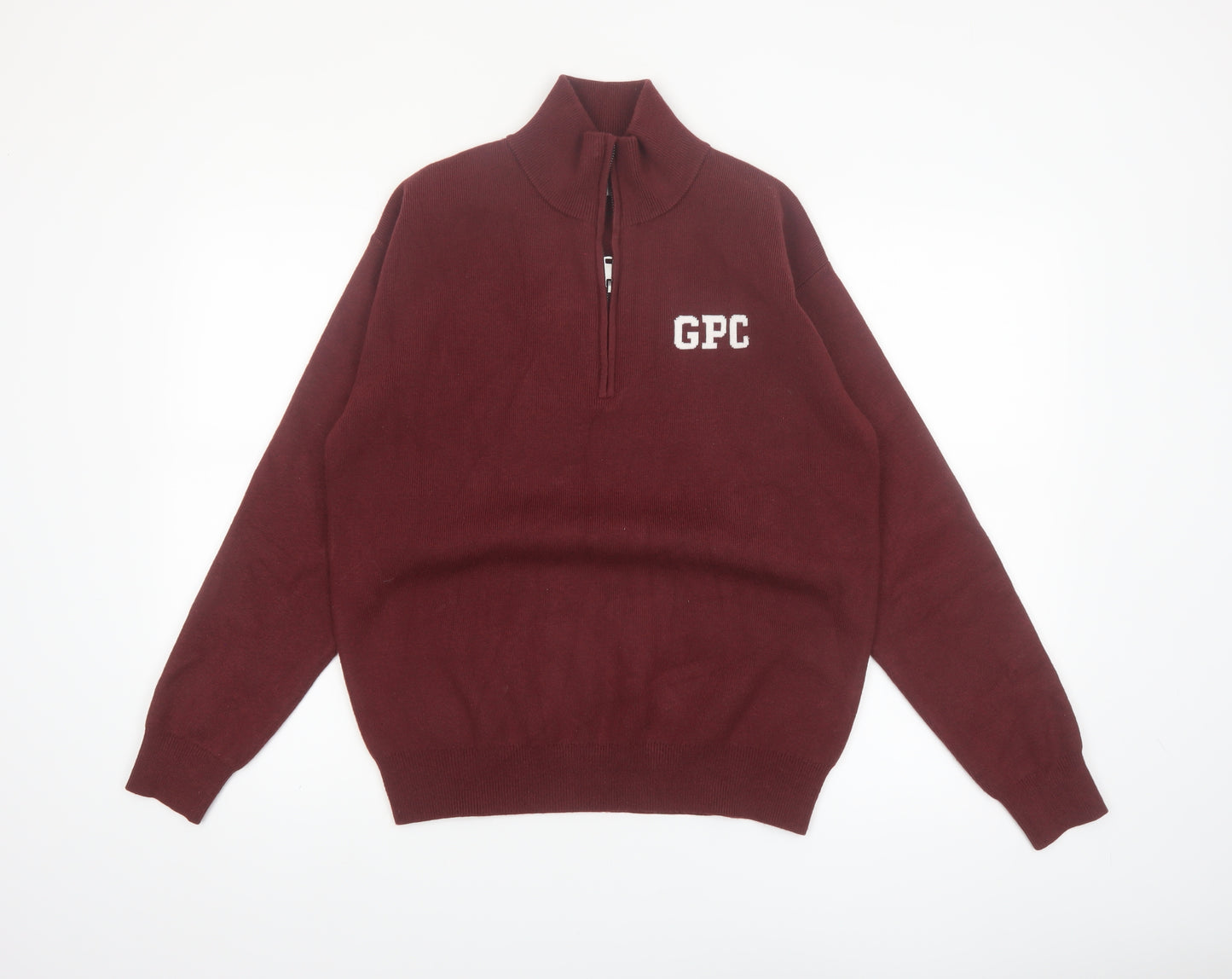 Gym+Coffee Men’s Red XS 1/4 Zip High Neck Knit Jumper