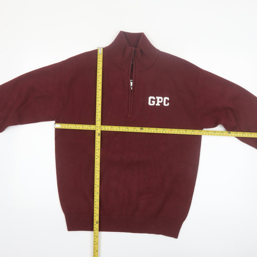 Gym+Coffee Men’s Red XS 1/4 Zip High Neck Knit Jumper