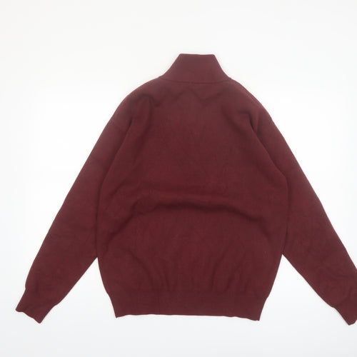 Gym+Coffee Men’s Red XS 1/4 Zip High Neck Knit Jumper