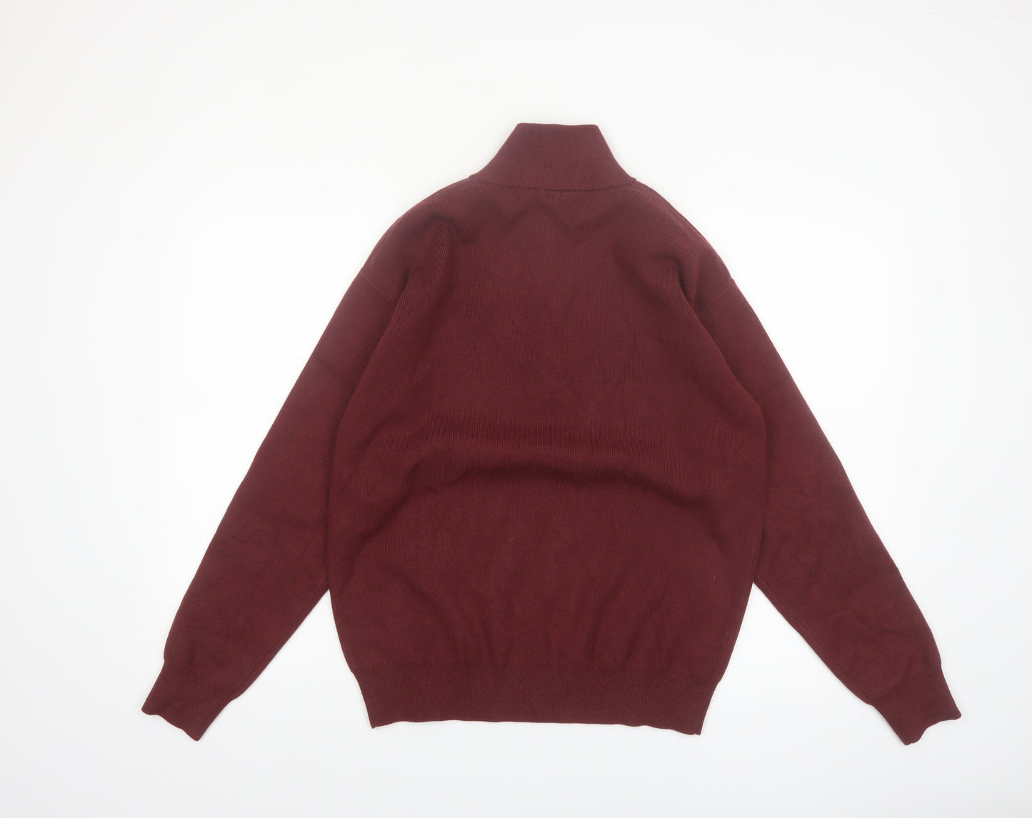Gym+Coffee Men’s Red XS 1/4 Zip High Neck Knit Jumper