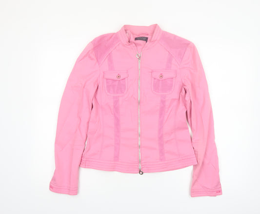 Apanage Collection Womens Pink Cotton Biker Jacket Size 10