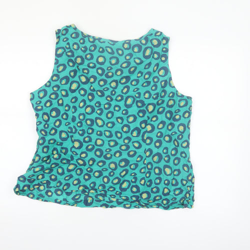 Boden Women's Blue Beaded Animal Print Silk Blend Tank Top Size 20