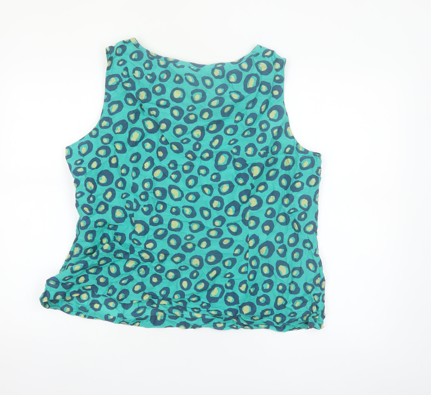 Boden Women's Blue Beaded Animal Print Silk Blend Tank Top Size 20
